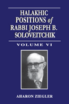 Halakhic Positions of Rabbi Joseph B. Soloveitchik Vol. 6